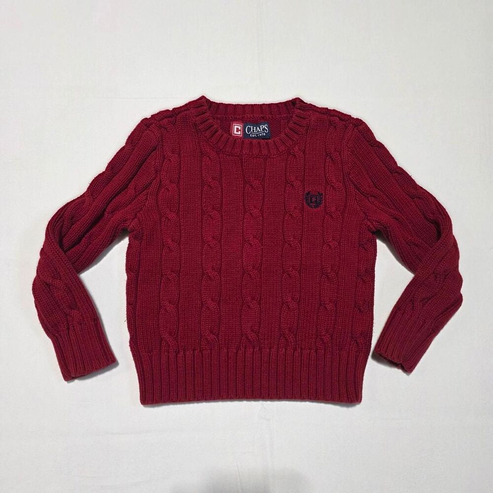 Chaps burgundy cable knit cotton sweater size 3/3T Y2K Vintage